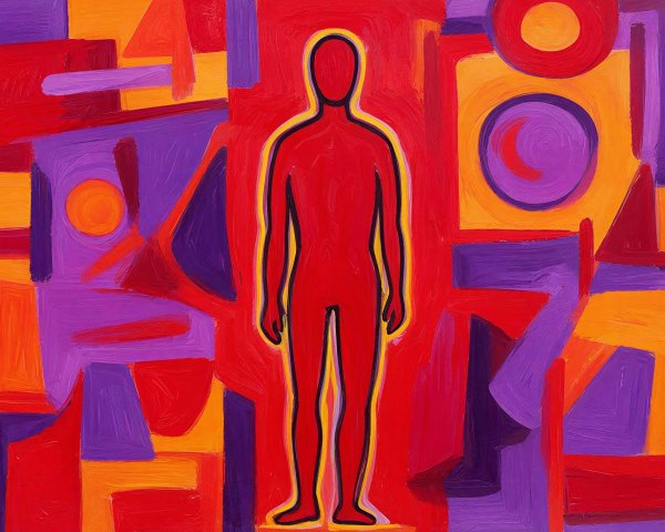 Abstract Painting with Geometric and Organic Shapes