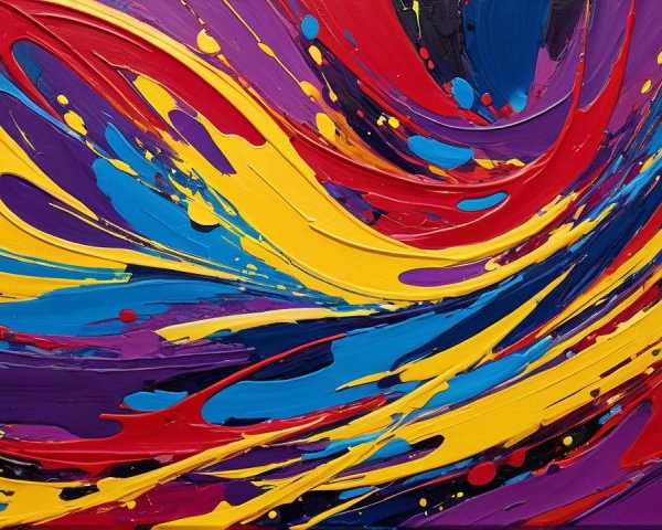 Vibrant Abstract Painting with Swirling Colors and Texture