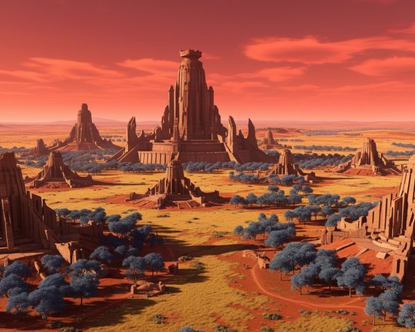 Breathtaking Landscape with Rocky Formations and Trees