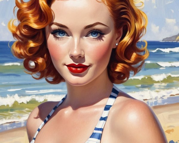 Vibrant Illustration of a Woman at the Beach