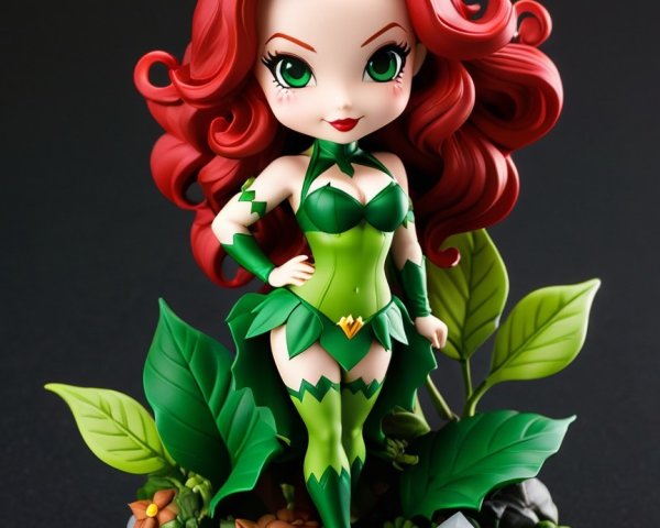 Stylized Character with Red Hair in Nature Setting