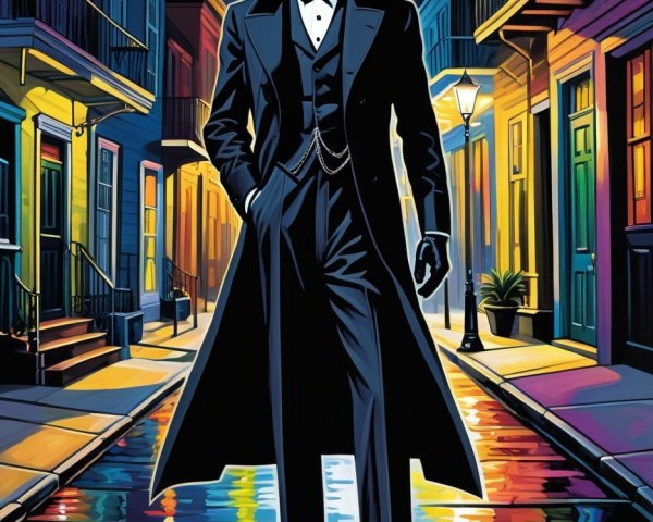 Stylized Digital Painting of Count Dracula at Night