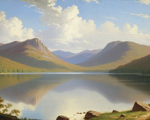 Serene Lake and Majestic Mountains in Autumn Foliage