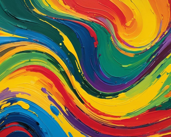 Vibrant Abstract Painting with Bold Color Waves