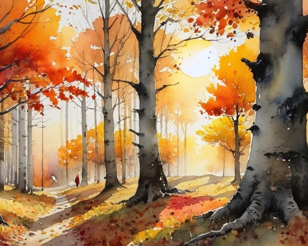 Serene Autumn Landscape with Vibrant Foliage and Path