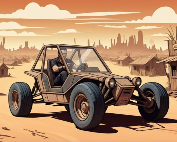 Rugged Dune Buggy in Arid Desert Landscape