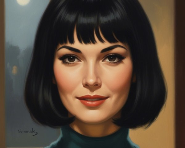 Portrait of a Woman with Bobbed Hairstyle and Turtleneck