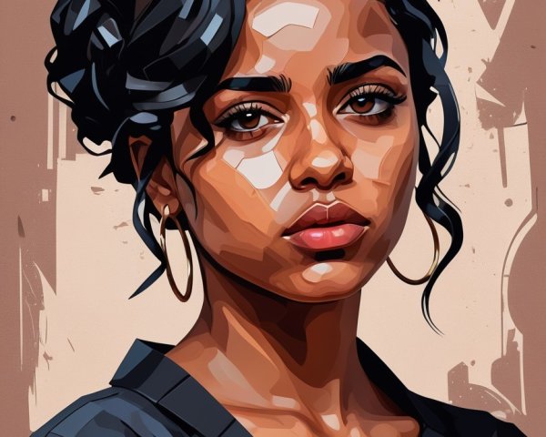 Digital Portrait of a Confident Young Woman