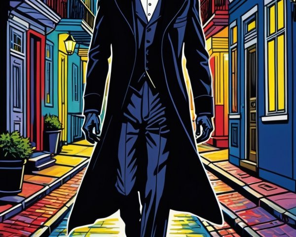 Anime Illustration of a Male Vampire in a Colorful Setting