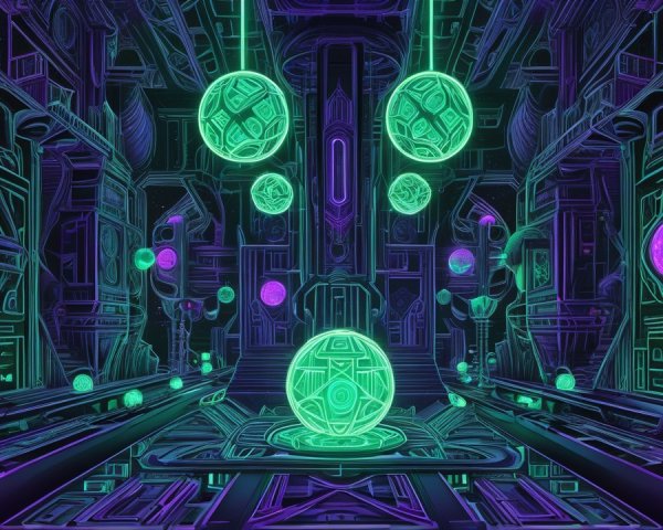Futuristic Neon-Lit Environment with Geometric Patterns