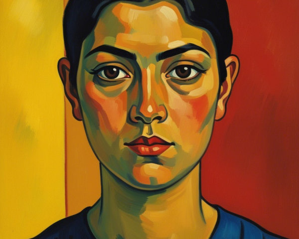 Portrait of a Young Woman with Bold Background Colors