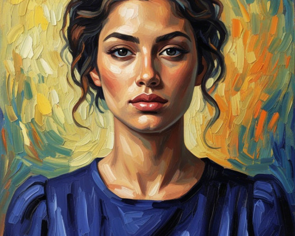 Portrait of a Young Woman with Vibrant Backdrop