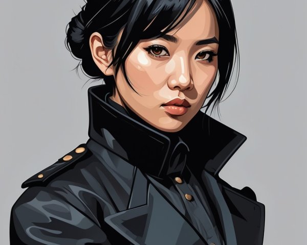 Portrait of a Confident Young Woman in Black Jacket