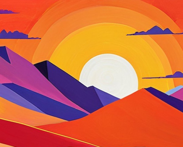 Vibrant Abstract Landscape with Colorful Mountains