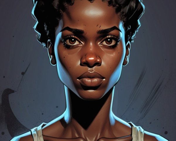 Digital portrait of a young woman with textured hair