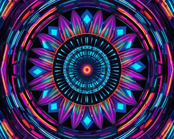 Vibrant Kaleidoscopic Mandala Design in Bold Colors