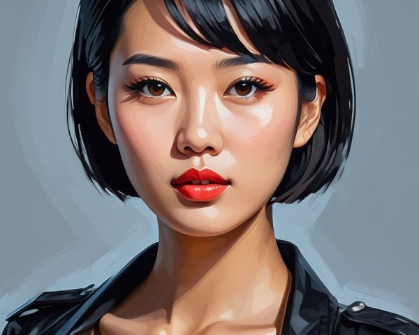 Portrait of a young woman with bold features and style