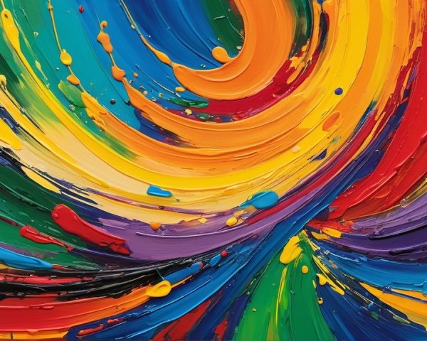 Vibrant Abstract Painting with Bold Swirling Colors