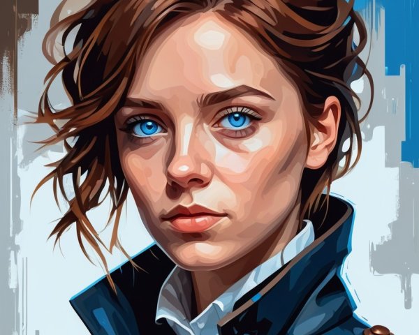 Portrait of a Young Woman with Blue Eyes and Jacket