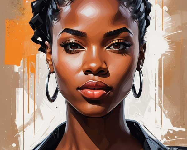 Portrait of a Young Woman with Braids and Bold Makeup