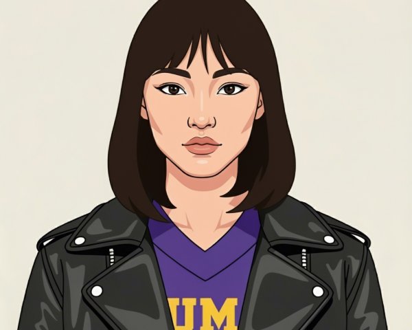 Stylized Illustration of a Confident Young Woman