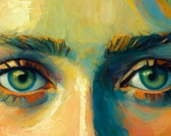 Close-Up Portrait Highlighting Striking Green Eyes