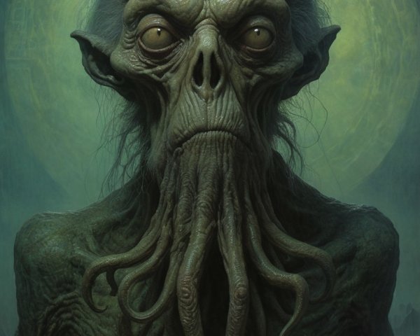 Grotesque Humanoid Creature with Distended Face