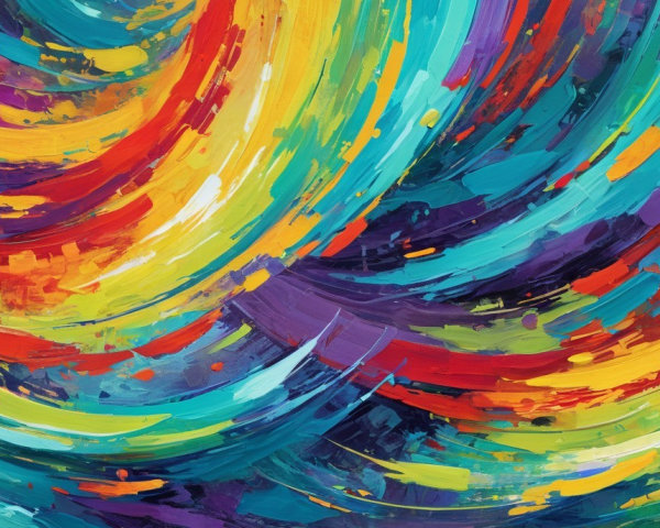 Vibrant Abstract Painting with Dynamic Colors and Patterns