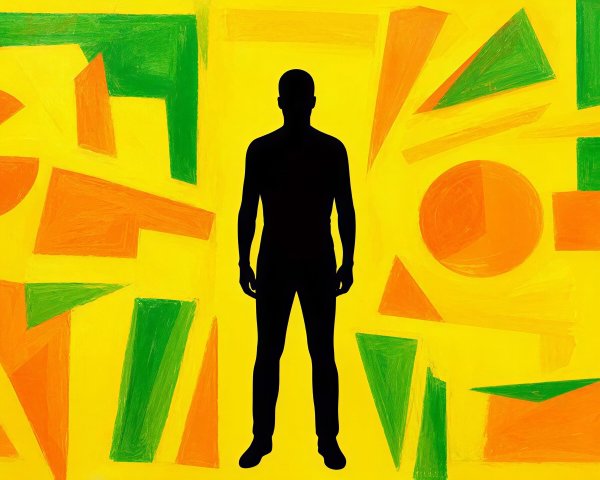 Geometric Abstract Painting with Silhouette and Shapes