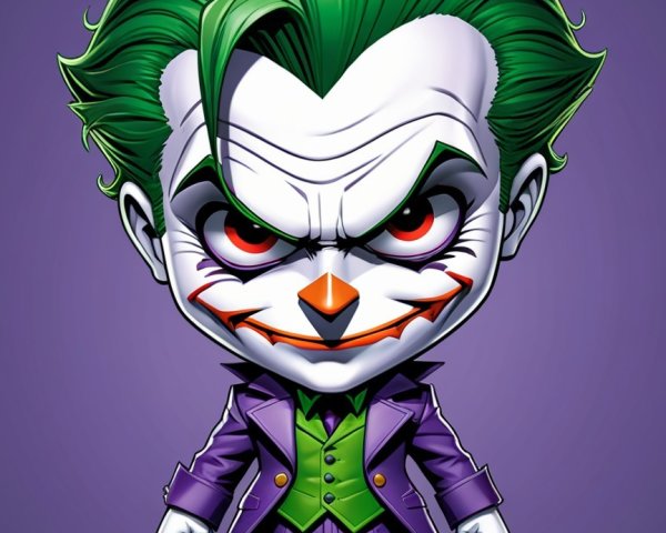 Cartoon Character with Green Hair and Purple Suit