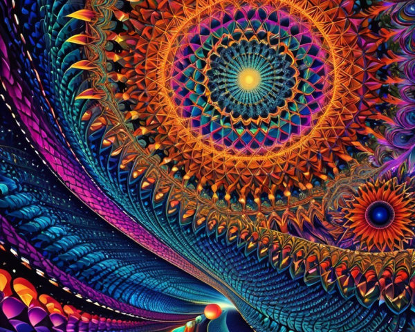 Vibrant Artwork with Geometric Patterns and Colors