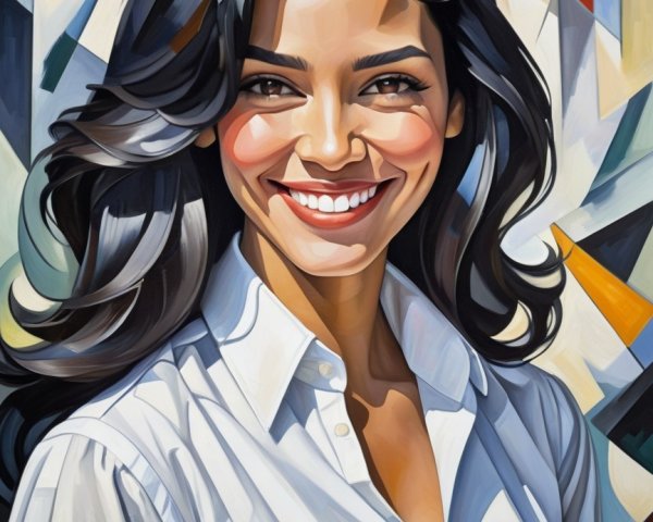 Vibrant Portrait of a Woman with Abstract Background