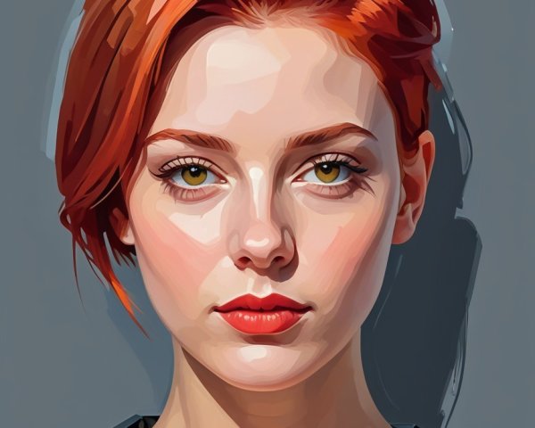 Portrait of a Young Woman with Red Hair and Green Eyes