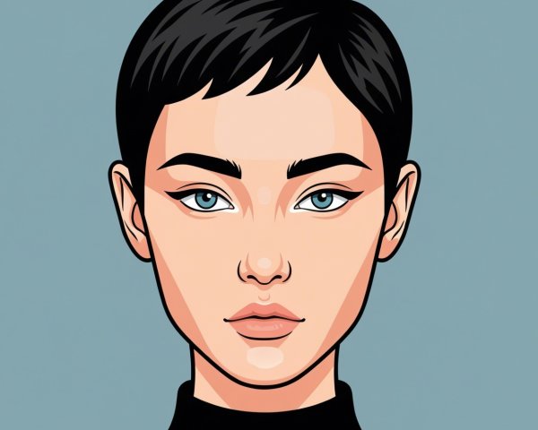 Portrait of a Young Woman with Blue Eyes and Black Top