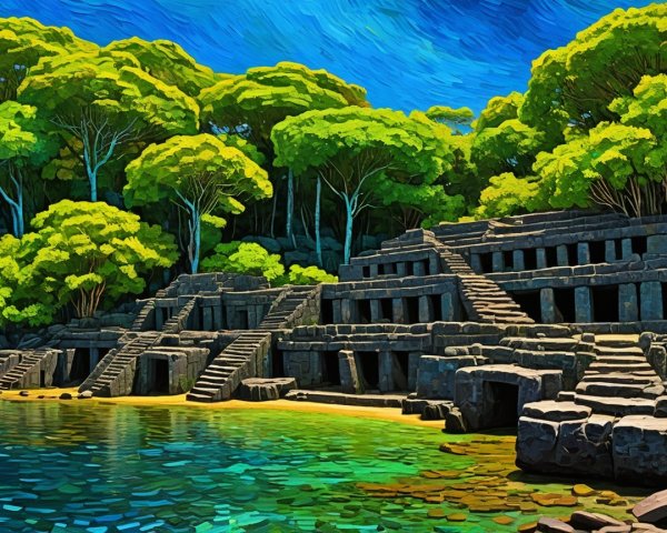 Ancient Temple Complex Amidst Lush Greenery