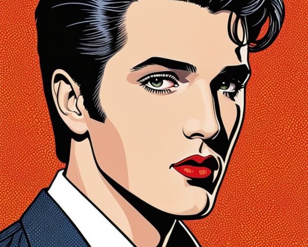 Stylized Pop-Art Portrait of a Young Man in Suit