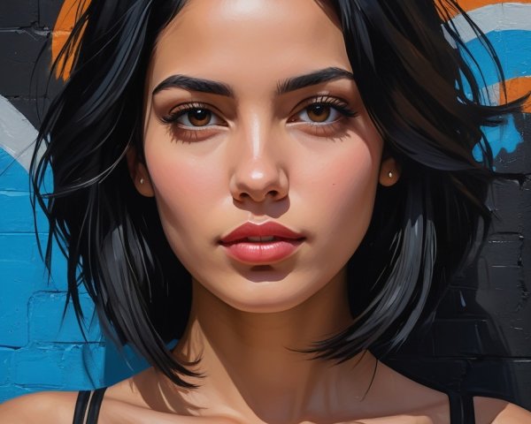 Urban Portrait of a Young Woman with Graffiti Background