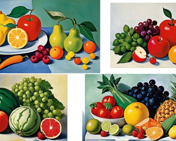 Vibrant Fruit Paintings with Colorful Displays