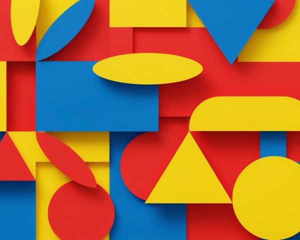 Vibrant Geometric Shapes in Bold Colors and Abstract Design