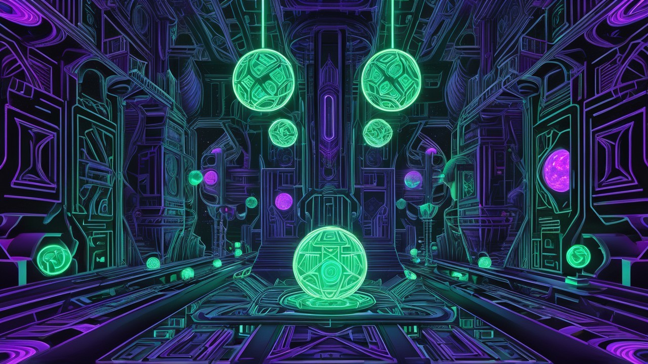Futuristic Neon-Lit Environment with Geometric Patterns