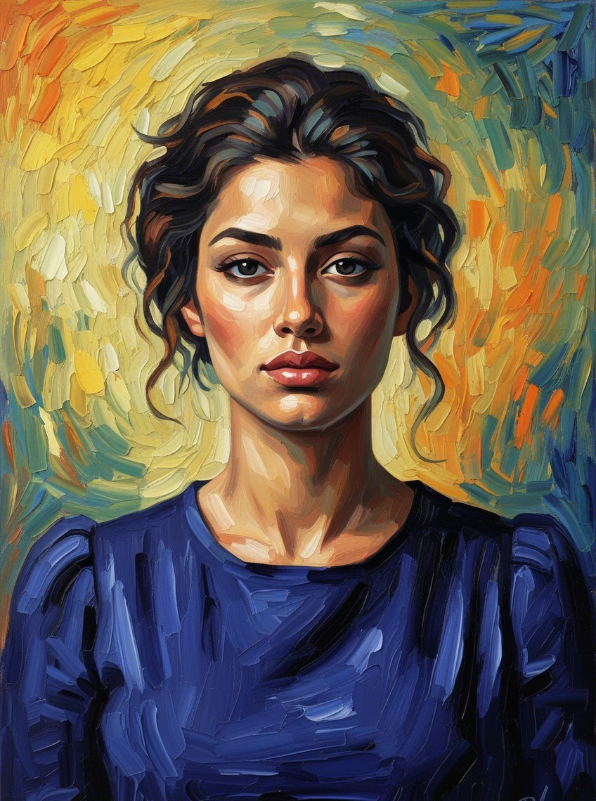 Portrait of a Young Woman with Vibrant Backdrop