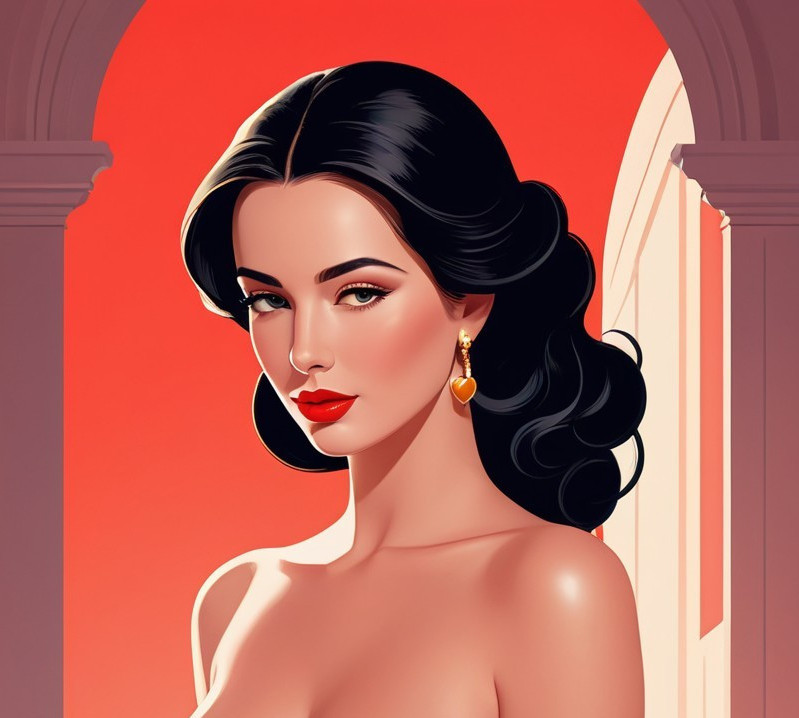 Stylized portrait of a woman with elegant features