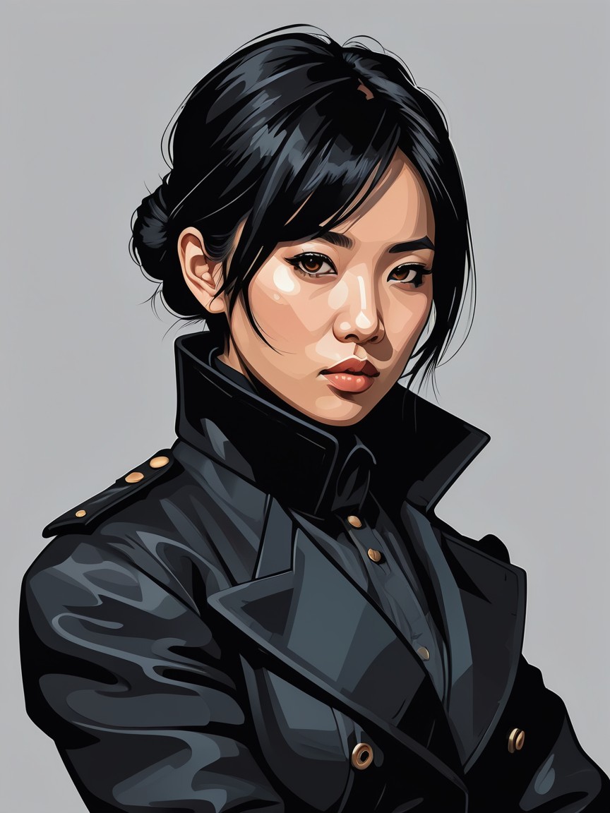 Portrait of a Confident Young Woman in Black Jacket