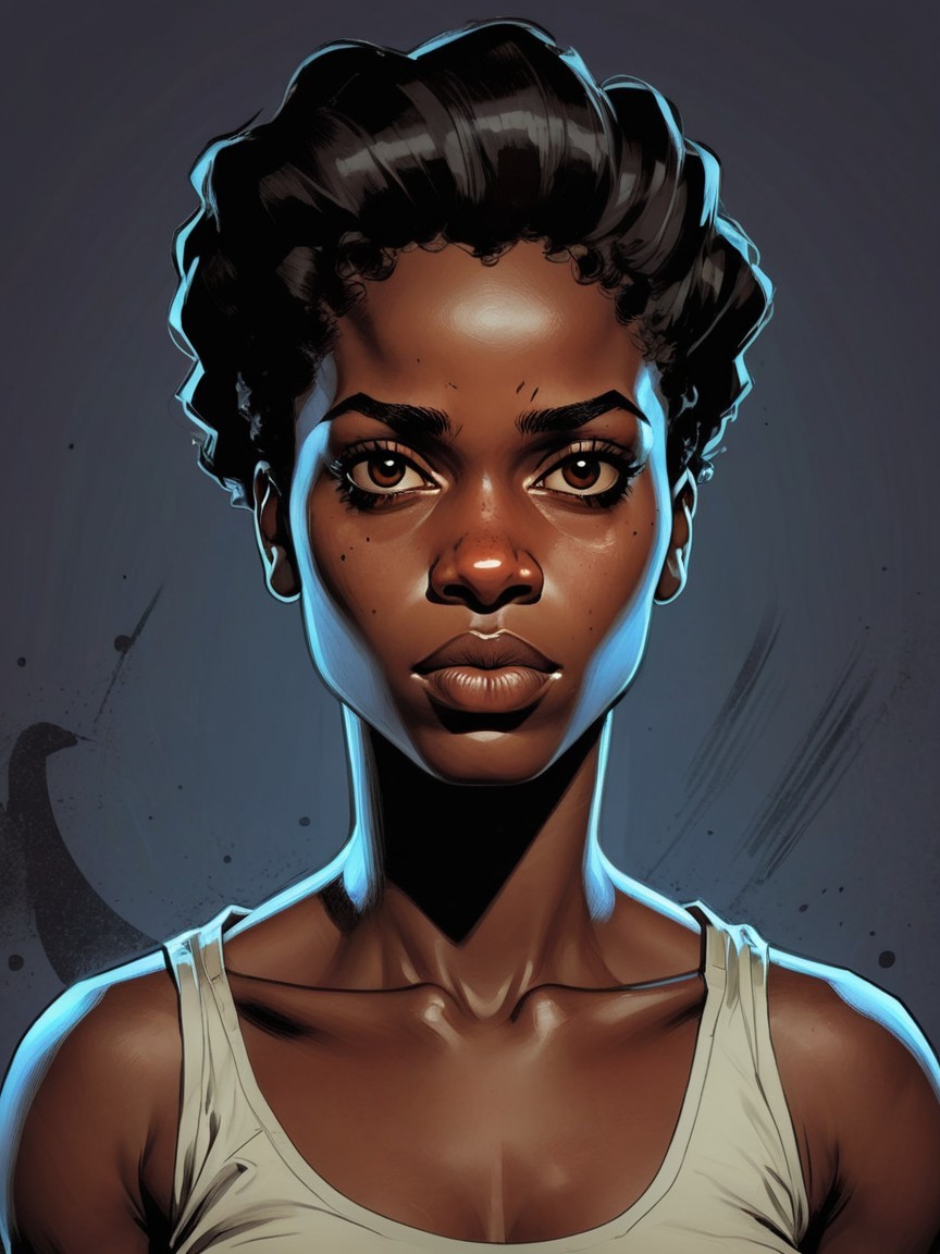 Digital portrait of a young woman with textured hair