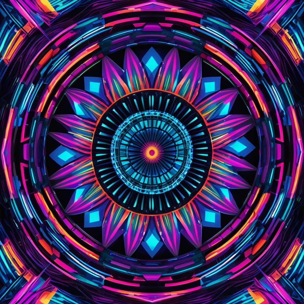 Vibrant Kaleidoscopic Mandala Design in Bold Colors