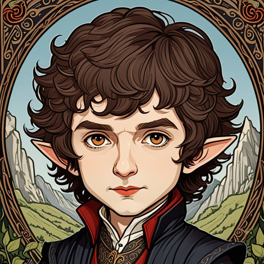 Young Elf in Elegant Outfit Amidst Enchanted Landscape