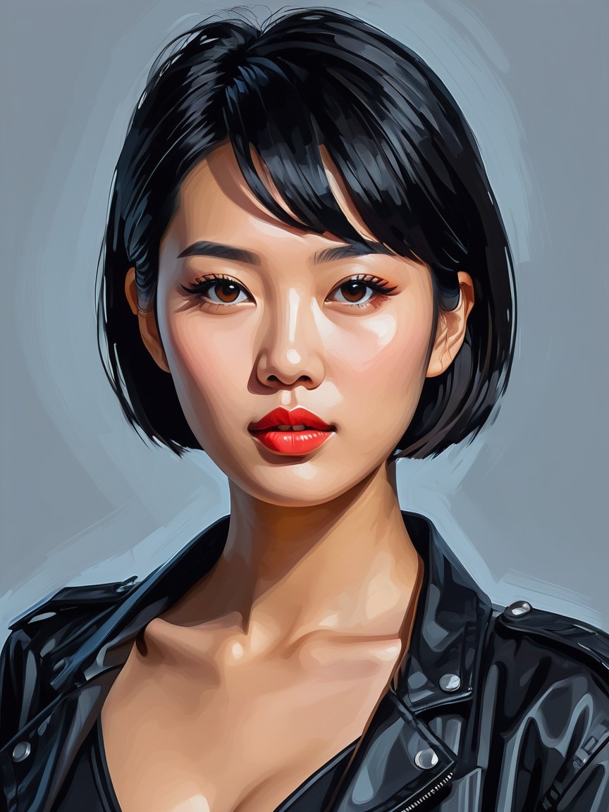 Portrait of a young woman with bold features and style