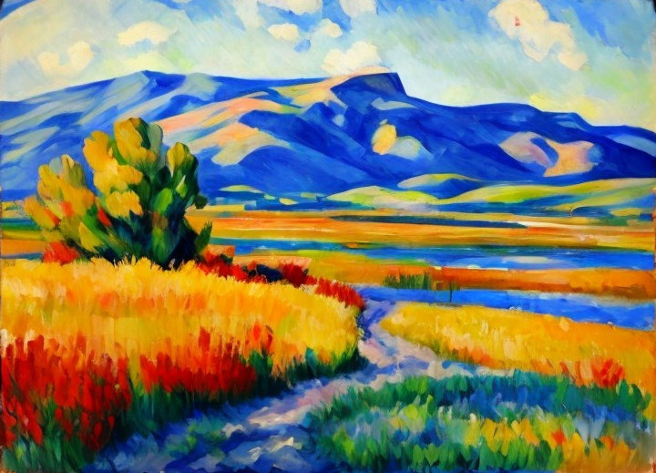 Vibrant Landscape with Rolling Hills and Blue Sky