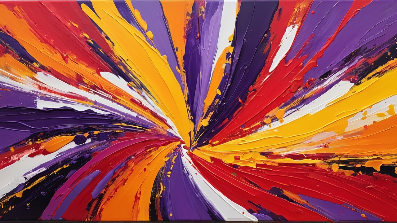Vibrant Abstract Painting with Bold Color Streaks