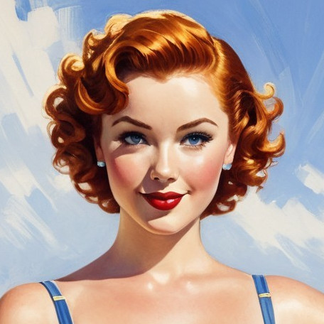 Vibrant Illustration of a Woman with Curly Red Hair